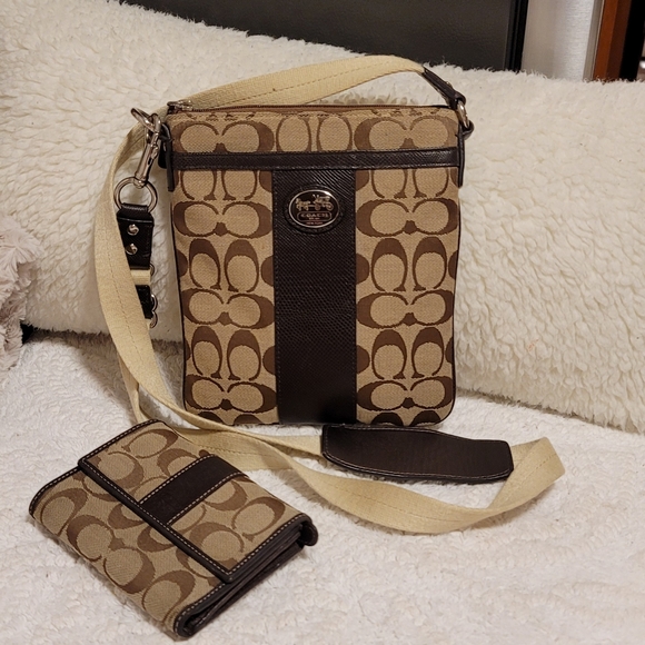 Coach canvas crossbody and wallet